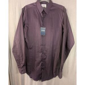TM Lewin Men's Geometric Purple Dress Shirt Supper Fitted 16x36